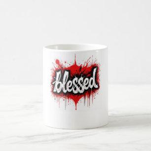 Dicke Schwarz und Rot "gesegnet" Kaffeetasse