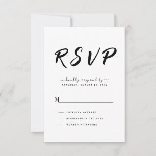 Dicke Schwarz-Weiß-Hochzeit RSVP Karte