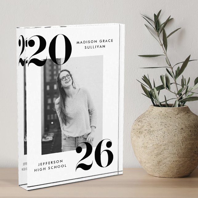 Dicke Schwarz-Weiß-Klasse des Abschlusses 2025 Fotoblock (Von Creator hochgeladen)