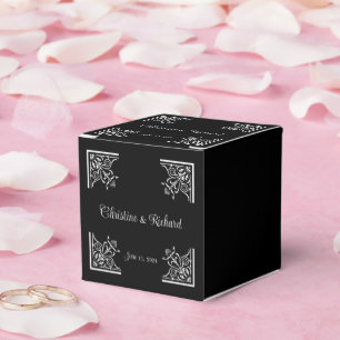 Dicke Schwarz-Weiß-Vintage-Hochzeit Geschenkschachtel