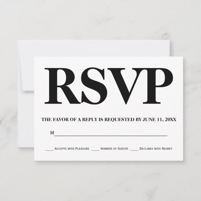 Dicke schwarz-weiße Typografie Hochzeit RSVP (Vorderseite)