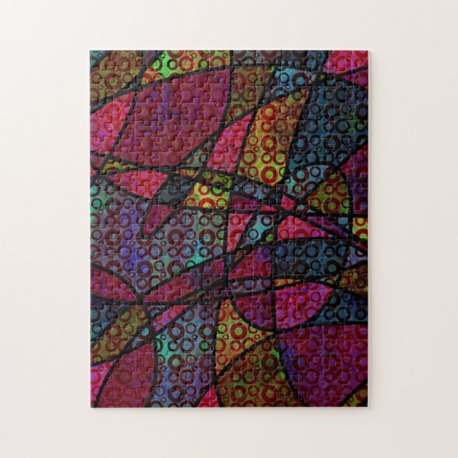 Dicke schwarze Linien und mehrfarbige, Abstrakte T Puzzle (Vertikal)