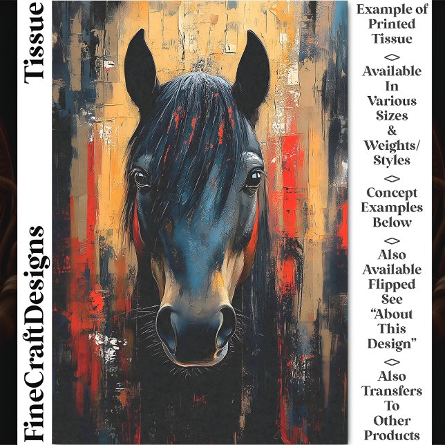 Dicke schwarze Pferde Stallion Portrait DE8L Decou Seidenpapier (Von Creator hochgeladen)