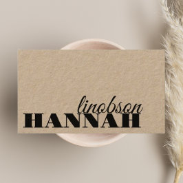 Dicke schwarze Typografie Rustikale neutrale Kraft Visitenkarte