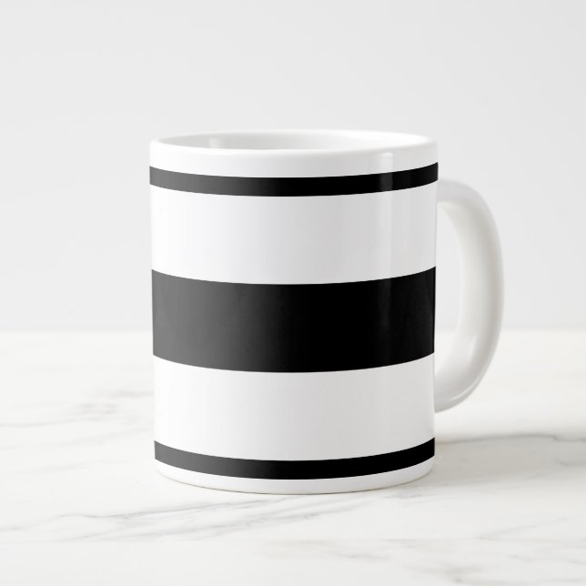 Dicke, schwarze und weiße Streifen Jumbo-Tasse (Vorderseite Rechts)