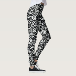 Dicke schwarze und weiße Zirkus der Kreise Muster Leggings