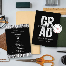 Dicke Silver GRAD Stilvolle Graduiertenparty laden Begleitkarte