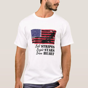 Dicke Streifen Bright Stars Brave Heart Usa Flag E T-Shirt