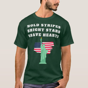 Dicke Streifen Bright Stars Brave Herzen 4. Juli A T-Shirt