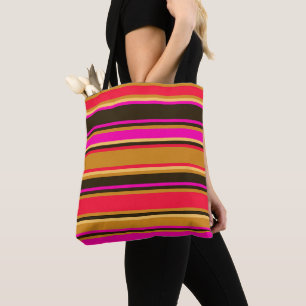 Dicke Streifen in Gold, Rot und Magenta Tote Bag