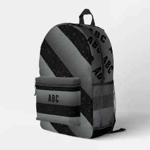Dicke Streifen Schwarz-weiß Grau-Monogramm Bedruckter Rucksack