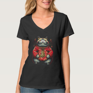 Dicke süße Katze japanischer Samurai Sumo Tier 2 T-Shirt