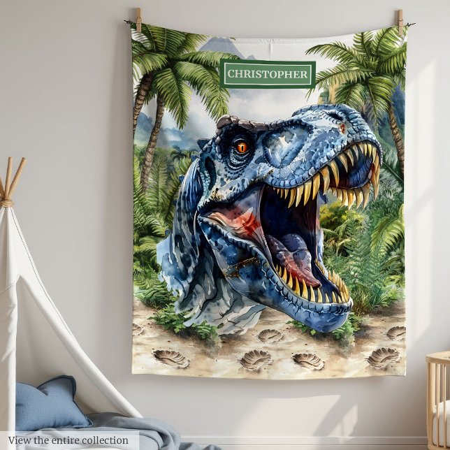 Dicke T-Rex Blanket Individuelle Name Personalisie Fleecedecke (Bold T-Rex Blanket Custom Name Personalized Boys)