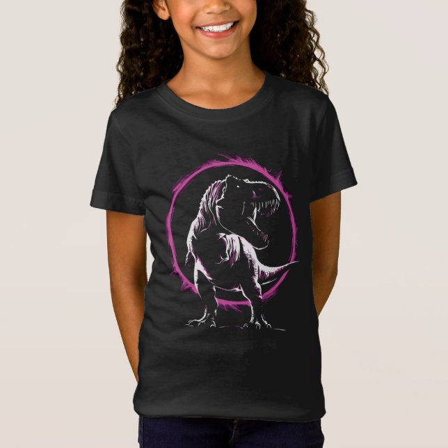 Dicke T-Rex-Silhouette mit Neonring T-Shirt (Vorderseite)
