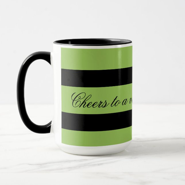 Dicke Tasse aus grünem Streifen (Links)