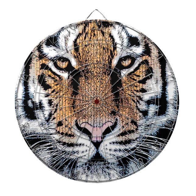 Dicke Tiger Portrait Graphic Press Style Dartscheibe (vorne)