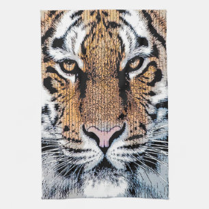 Dicke Tiger Portrait Graphic Press Style Handtuch