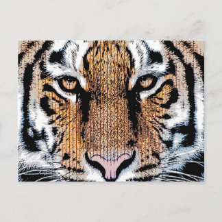 Dicke Tiger Portrait Graphic Press Style Postkarte