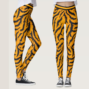 Dicke Tiger Streifen Muster in Orange und Schwarz Leggings