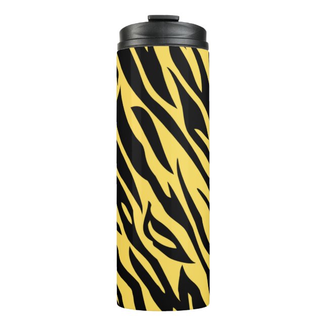 Dicke Tiger Strip Muster Travel Mug - Wildgelb Thermosbecher (Vorderseite)