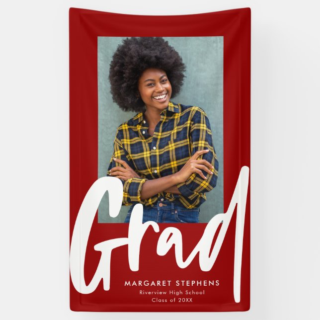 Dicke trendy grad roten Abschluss Foto-Banner Banner (Vertikal)