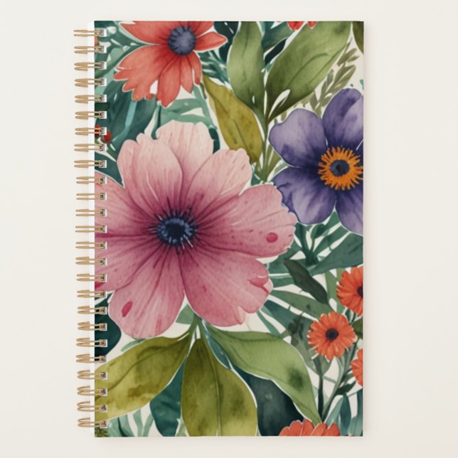 Dicke tropische botanische Monogramm Planer (Vorderseite)