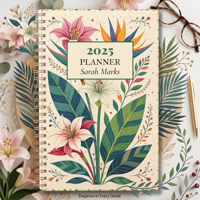 Dicke tropische botanische Muster Monogramm Planer (Von Creator hochgeladen)