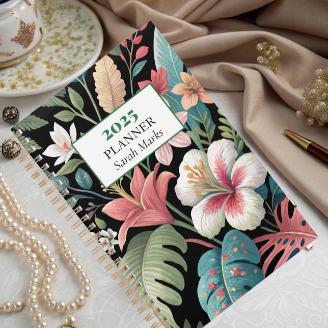 Dicke tropische botanische Muster Monogramm Planer (Von Creator hochgeladen)
