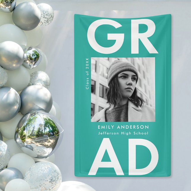 Dicke türkisfarbene Foto Abschluss Banner (Von Creator hochgeladen)