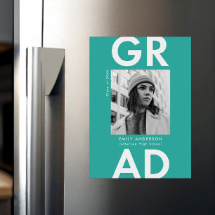 Dicke türkisfarbene Foto Abschluss Magneteinladung