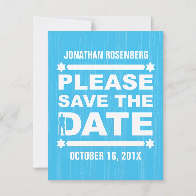 Dicke Typ Bar Mitzvah Save the Date in Light Blue (Vorderseite)