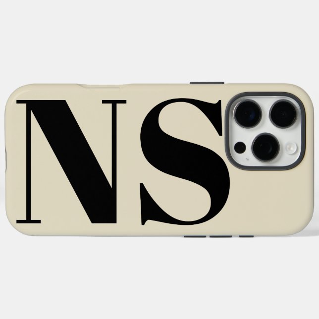 Dicke Typografie Schwarz-Beige-Initiale Monogram Case-Mate iPhone Hülle (Rückseite (Horizontal))