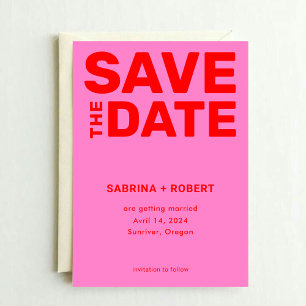 Dicke Typografie Vibranred & Pink Wedding Save The Date