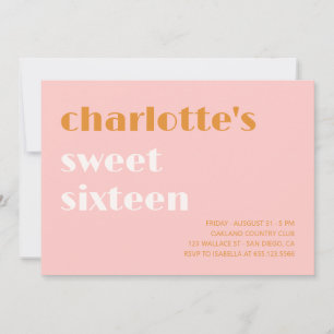 Dicke typografische Lachs 16 . Geburtstag Einladung