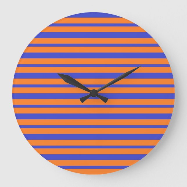 Dicke und dünne blaue und orange Streifen Große Wanduhr (Vorderseite)