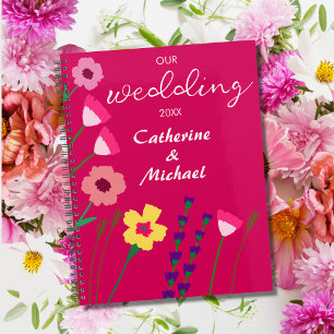 Dicke und helle Fuchsia Rosa Frühlingsblütenhochze Planer