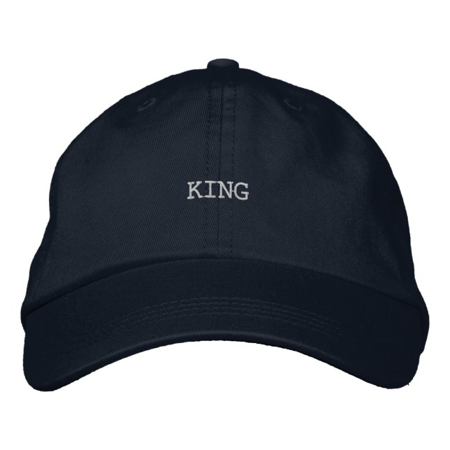 Dicke und kräftige KING Text Personalisiert Stille Bestickte Baseballkappe (Vorderseite)