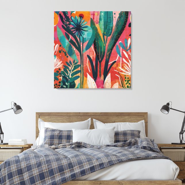 Dicke und lebendige florale Acryl farbig botanisch Leinwanddruck (Insitu (Schlafzimmer))