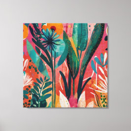 Dicke und lebendige florale Acryl farbig botanisch Leinwanddruck
