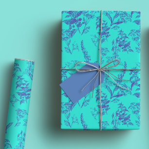Dicke und leuchtende blaue Wildblume der Marine Geschenkpapier Set