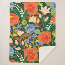 Dicke Vintag Garden Blumenmuster Sherpa Blanket Sherpadecke