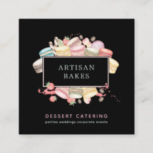 Dicke Wasserfarbe Macaron Baker Pastry Koch Black Quadratische Visitenkarte