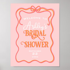 Dicke Wavy Frame Bow Rosa Orange Brautparty Poster