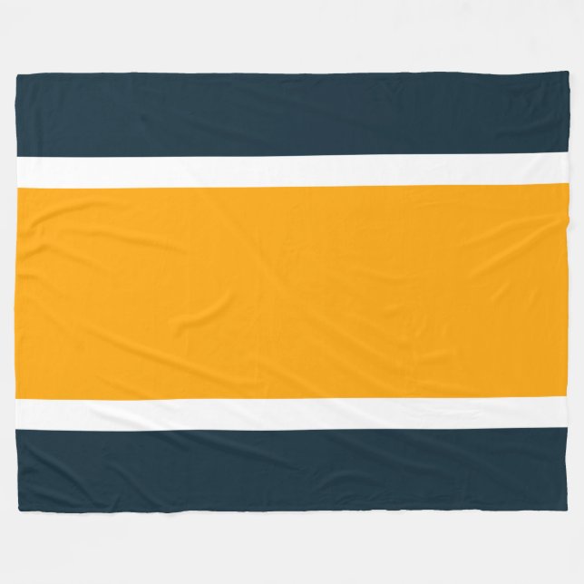 Dicke weiße, gelbe Streifen Ozean blaue Kanten Fleecedecke (Vorderseite (Horizontal))
