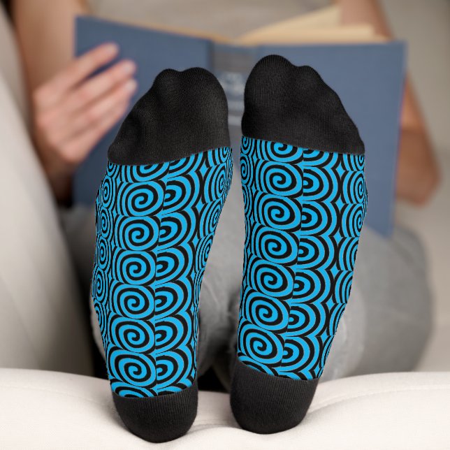 Dicke Wirbel aqua blaue Socken (Unterseite)