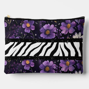Dicke zebra lila, blumenschwarze Tasche