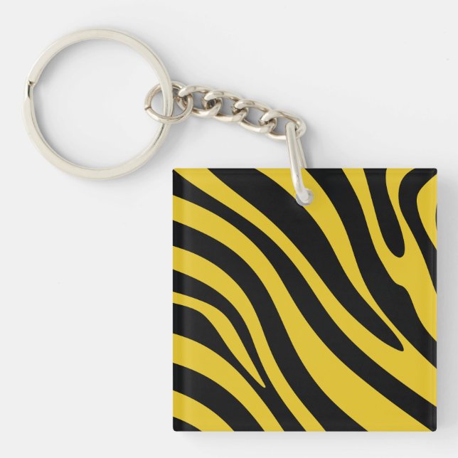 Dicke Zebrastreifen in Gelb und Schwarz Schlüsselanhänger (Vorderseite)