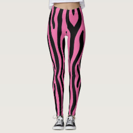 Dicke zebrastreifen in heißen rosa und schwarz leggings