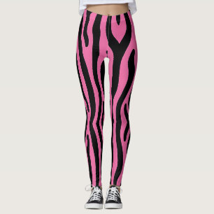 Dicke zebrastreifen in heißen rosa und schwarz leggings