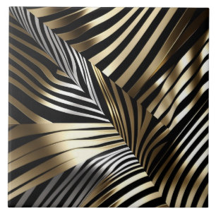 Dicke Zebrastreifen - Schwarz, Gold, Silber-Design Fliese